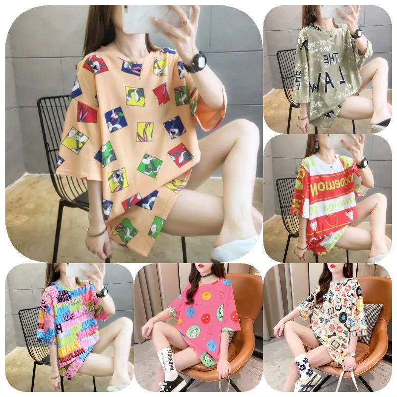 

New design factory pure cotton summer women T - shirt short - sleeve outdoor activities loose blouse blouse wholesale, Customized color