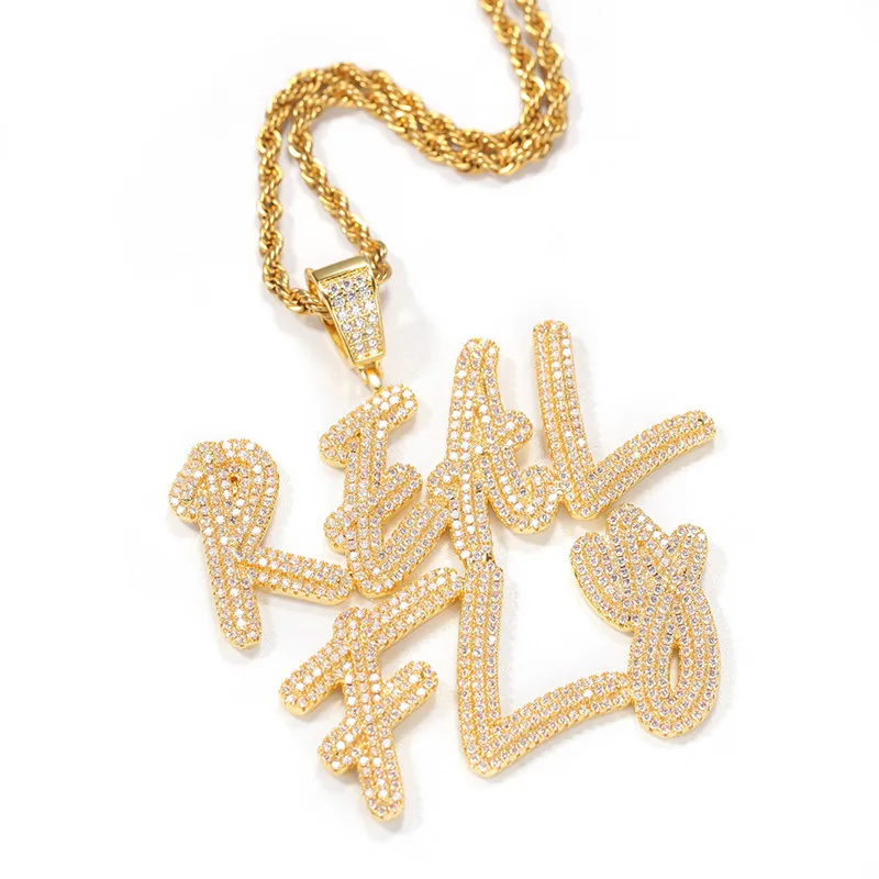 

Hip Hop iced out jewelry Diamond letter custom Pendant Necklace women jewelry