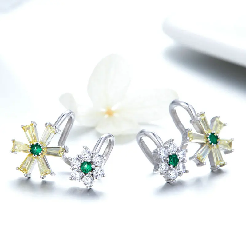 

2020 fashion colorful flower cz 925 sterling silver fashion earring