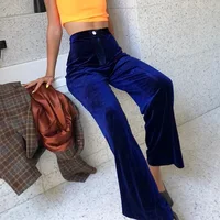 

R30384S new arrival sexy plain high waist loose velvet women's pants