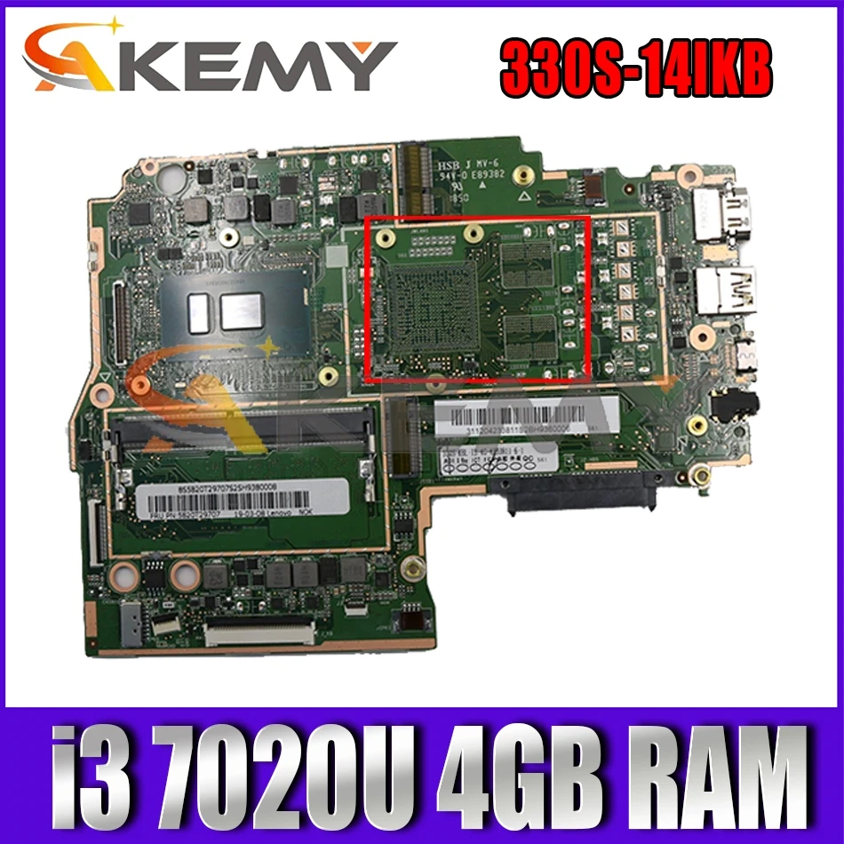 

For 330S-14IKB laptop motherboard W/ CPU i3 7020U 4GB RAM tested FRU 5B20R07616 5B20S95590 5B20S95587 Mainboard