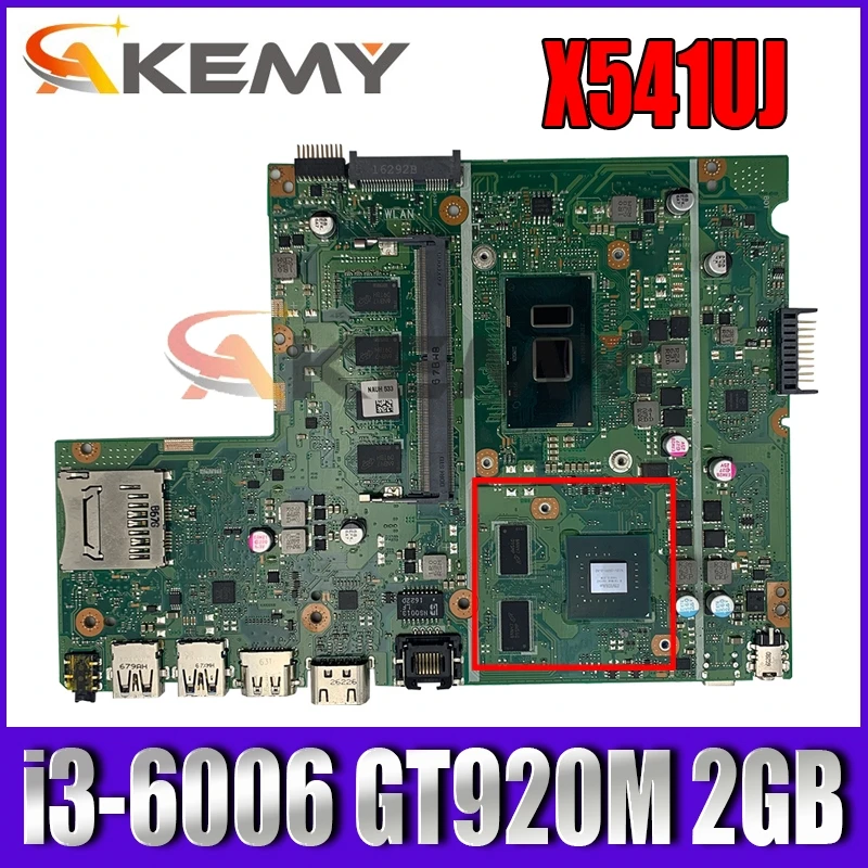 

X541UJ i3-6006 CPU GT920M 2GB Onboard 8GB RAM DDR4L For ASUS X541UJ X541UVK Laptop Motherboard 100% Tested free shipping