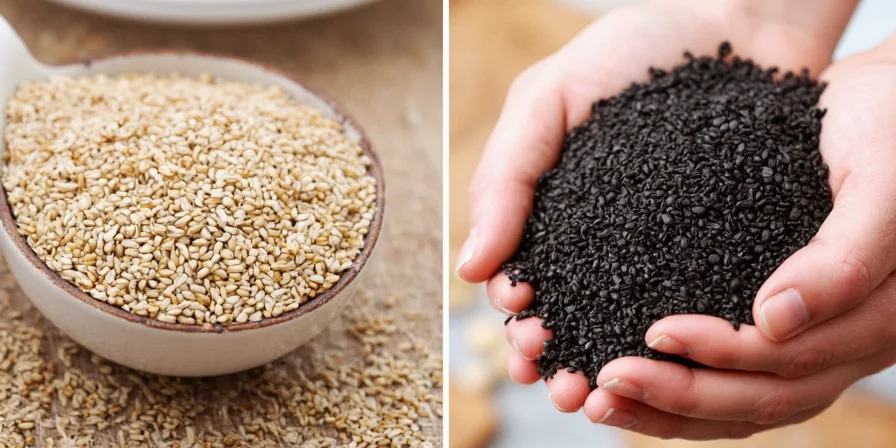 Dish with both white and black sesame seeds