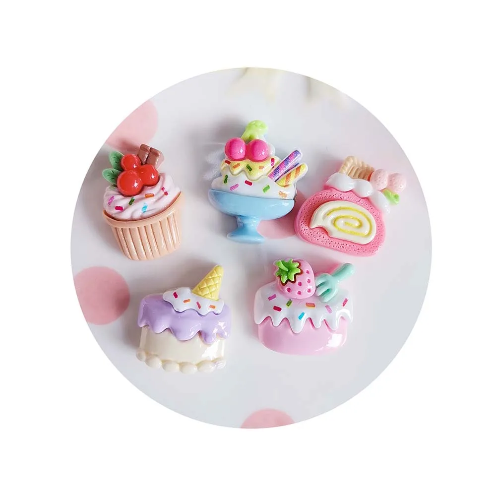 100pcs Summer Resin Sweet Ice Cream Cake Flatback Fruits Bread Cupcakes Figurines Scrapbooks DIY Decor Home Accessories Crafts