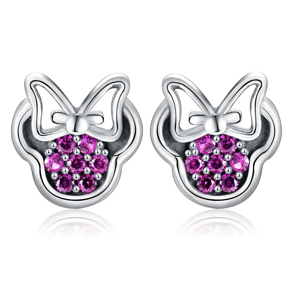 

Fashion Women Crystal Mickey Minnie Stud Earrings For Women Kids Girls Fashion Jewelry Gift Wholesale