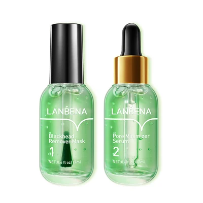 

Hot sale drop shipping LANBENA green tea blackhead acne removal pore remover minimize serum set, As photo