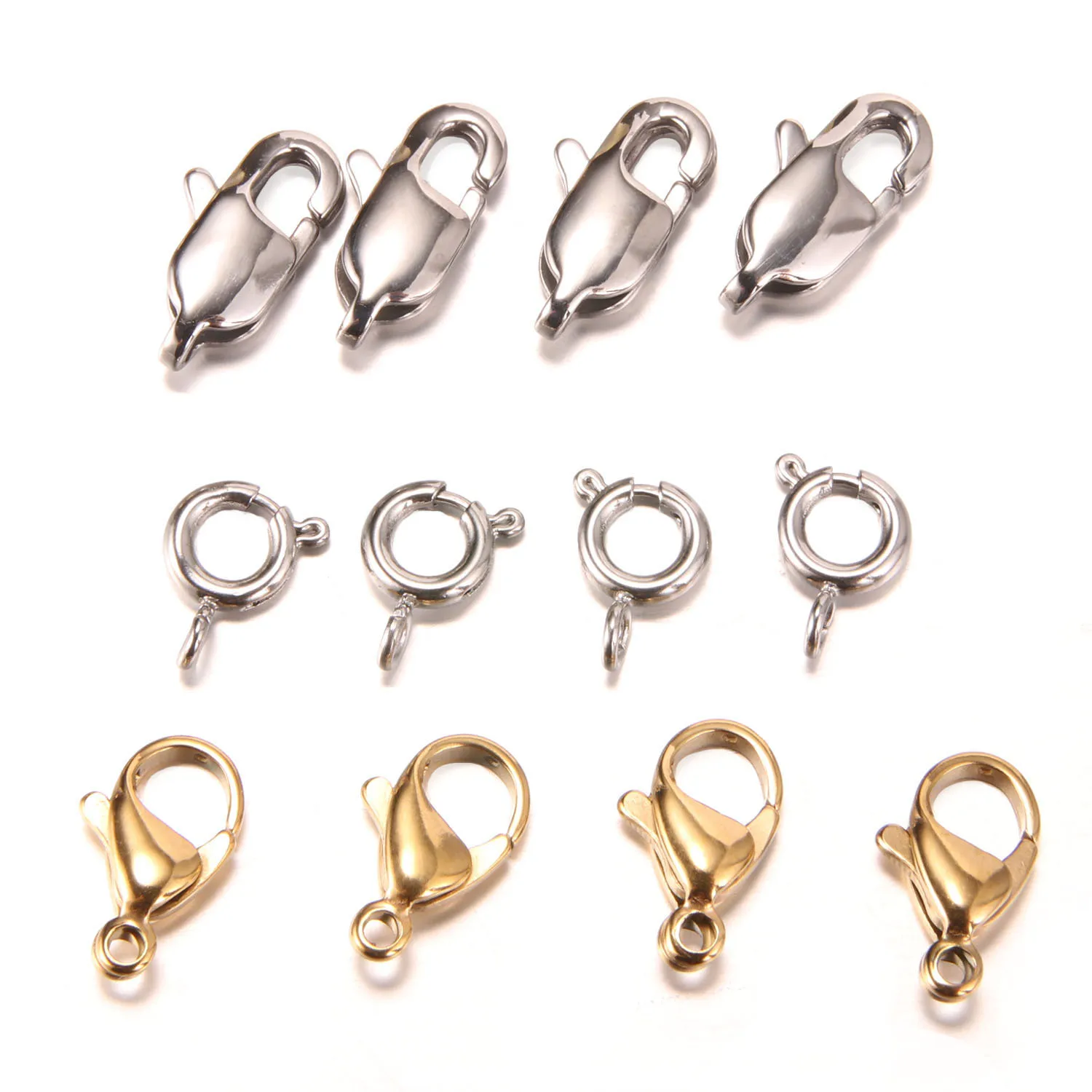 

Wholesale stainless steel lobster clasp square clasp spring loop clasp