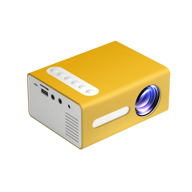 

2021 Factory Newest T300 Digital LED Mini Projector 320*240p Android Home theater Mini pocket Projector for kids Christmas Gift, Yellow and black