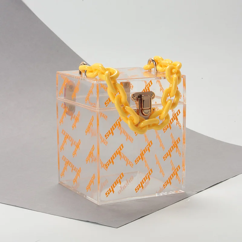 

2020 New Arrivals Custom Logo Print Clear Clutch Acrylic Bag Designer