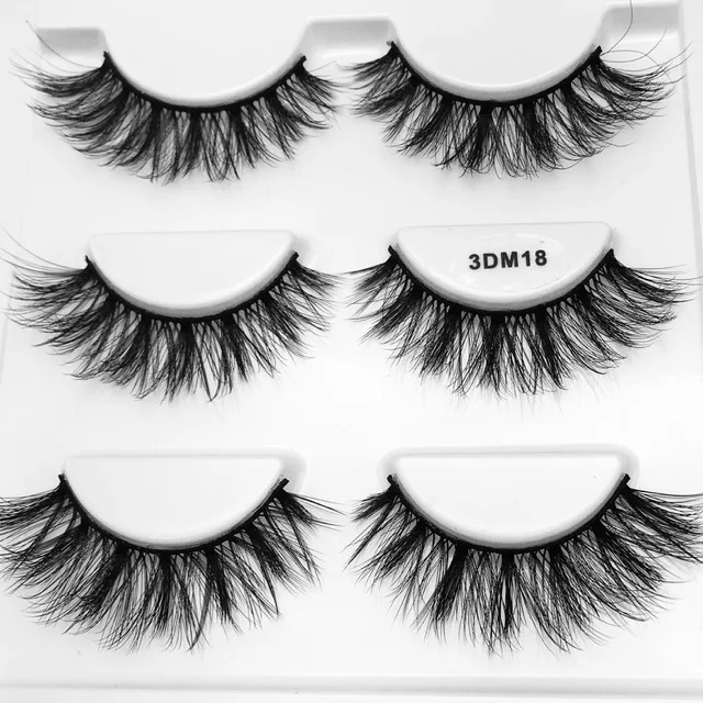 

BEAU FLY High Quality 3D Hand Made Faux Mink Eyelash 3 Pairs Natural False Eyelashes, Black