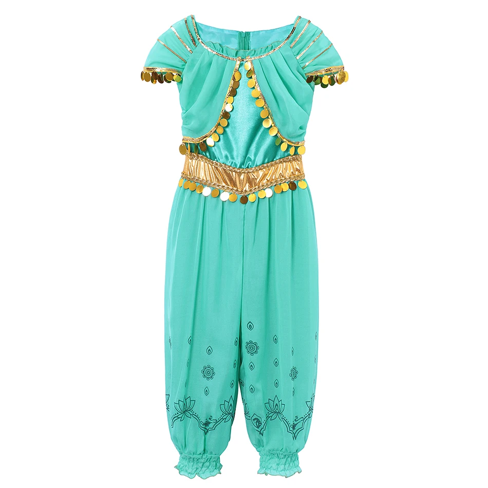 Kids Princess Jasmine Clothing Set For Girl Top Pants Headband Tulle