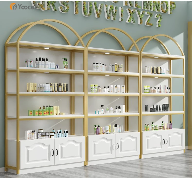 Yoocell Salon Beauty Product Display Shelf Product Shelf In Gold Frame