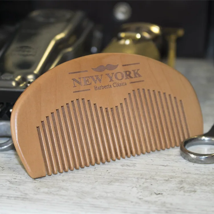 
Private Label Hair Pocket Size Natural Peach Wood Beard Comb For Travel 