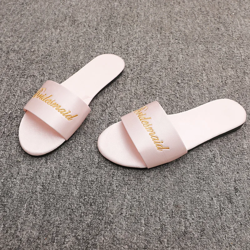 

Wedding bridesmaid slippers satin color shoes bridal dressing gown with indoor shoes, Picture