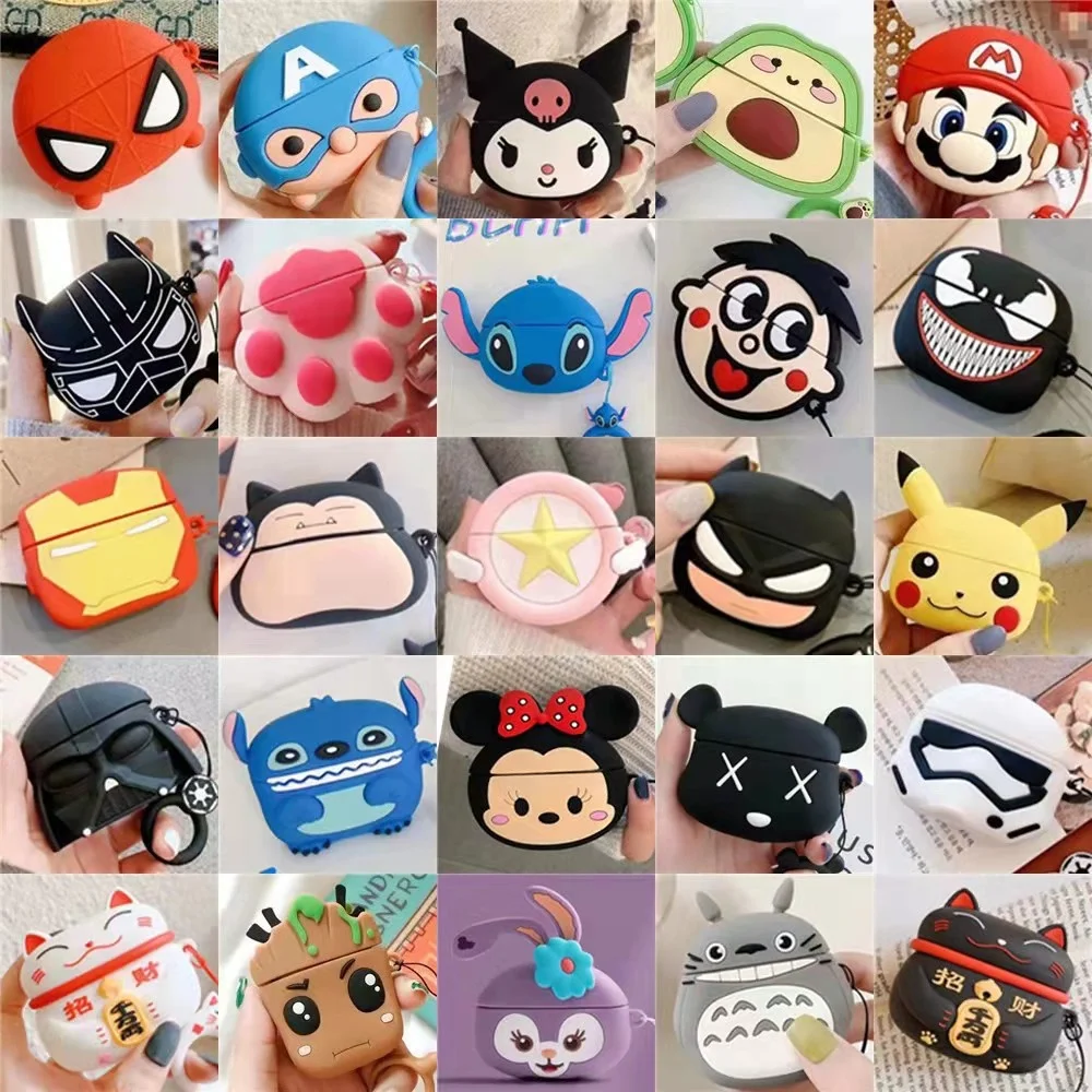 

For AirPod Case Cute 3D Cartoon Pattern Earphone Case For Airpods 1 2 Silicone animal Cover for airpod Pro Cases, Accept customized