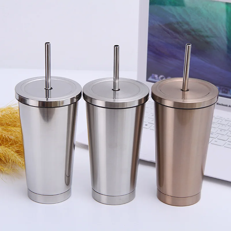 

Double wall 304 stainless steel mug vacuum insulated coffee mugs thermal coffee cups with straw and lid, Available colors or custom colors