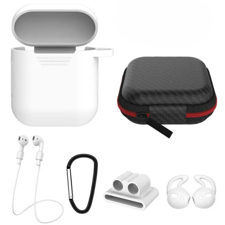 

6 in 1 sets cases with anti-lost strap band ear tips silicone case for TWS airpods accessories kits