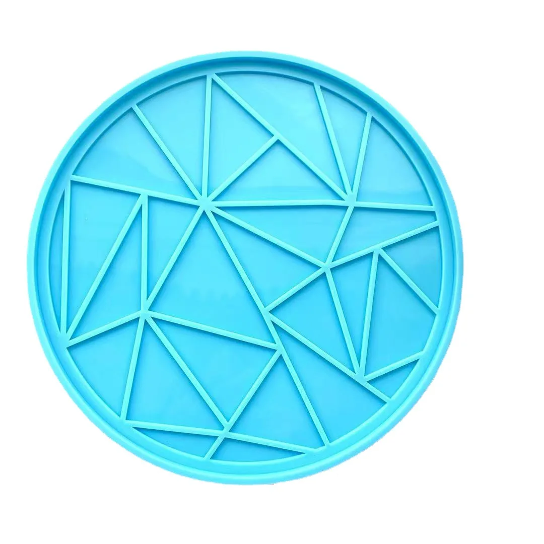 

0596 DIY Shiny round geometric figure tray silicone mold crystal epoxy coaster resin mold, Blue