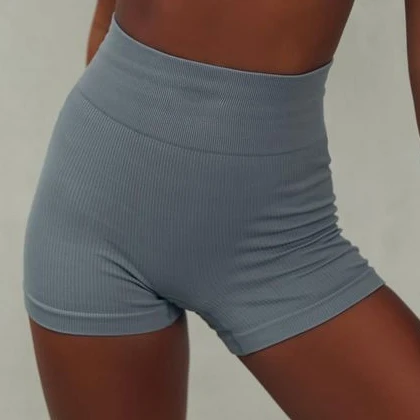 

New Trending Lady Seamless Workout Ribbed Shorts Sexy Women Ribbed Solid Color Shorts Fitness Workout Women Seamless Yoga Shorts, Picture show