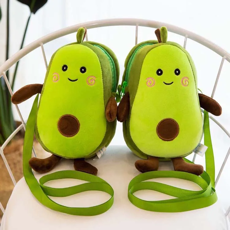 

Avocado Plush mini Key Bag furry purse avocado plush coin purse keychain squeeze cartoon backpack plush Fruit Bag Doll For Kids, Customized color