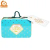 Hot sale rectangle small tin can metal box handle christmas gift tin case with label for chocolate candy sweets mints packaging
