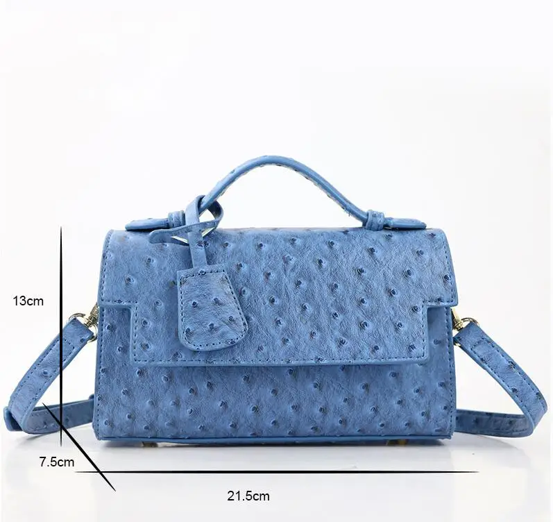 
High quality ostrich pu lady handbags wholesale shoulder handbags women bag with strap 