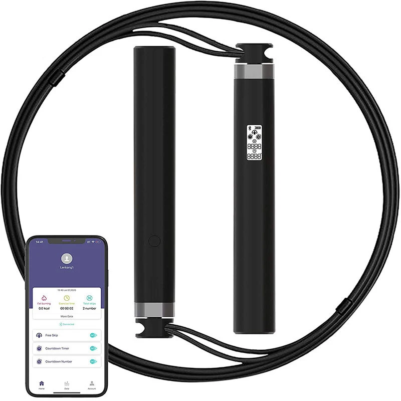 

19.6*8.1mm Lcd Display With Abs Handle Material And Light Smart Digital Jump Rope, Black