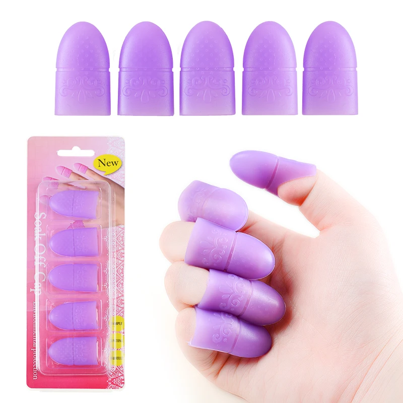 

Wholesale 5pcs Purple Color Soft Silicone Nail Art Gel Polish Remover