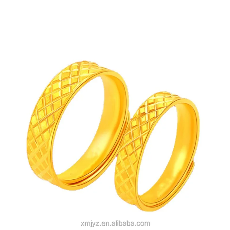 

Gold-Plated Gold Ring Men's And Women's Models Plated Imprint Gold Live Ring Mesh Couple Wedding Men And Women Ring