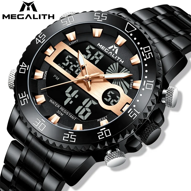 

Man Stainless Army Military Wrist Stop Watch MEAGLITH Luxury Brand Men Watch Fashion Sports Watches Waterproof Quartz Clock