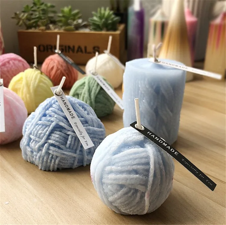 

Wholesale 3D ball candle mold handmade DIY wool ball yarn cylindrical Candle Mold, Picture colors any pantone color can be customized