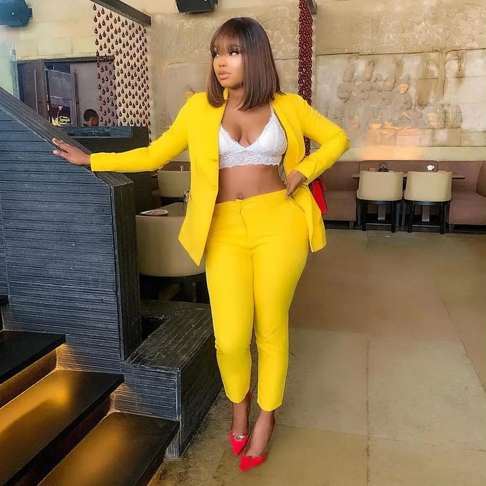 

New Women Women's Set Tracksuit Full Sleeve Ruffles Blazers Pencil Pants Suit Two Piece Set Office Lady Outfits Uniform