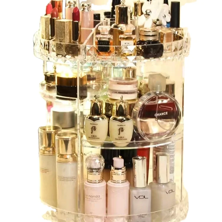 

Clear Transparent large 360 degree rotation Cosmetic Storage Box 360 rotating makeup organizer