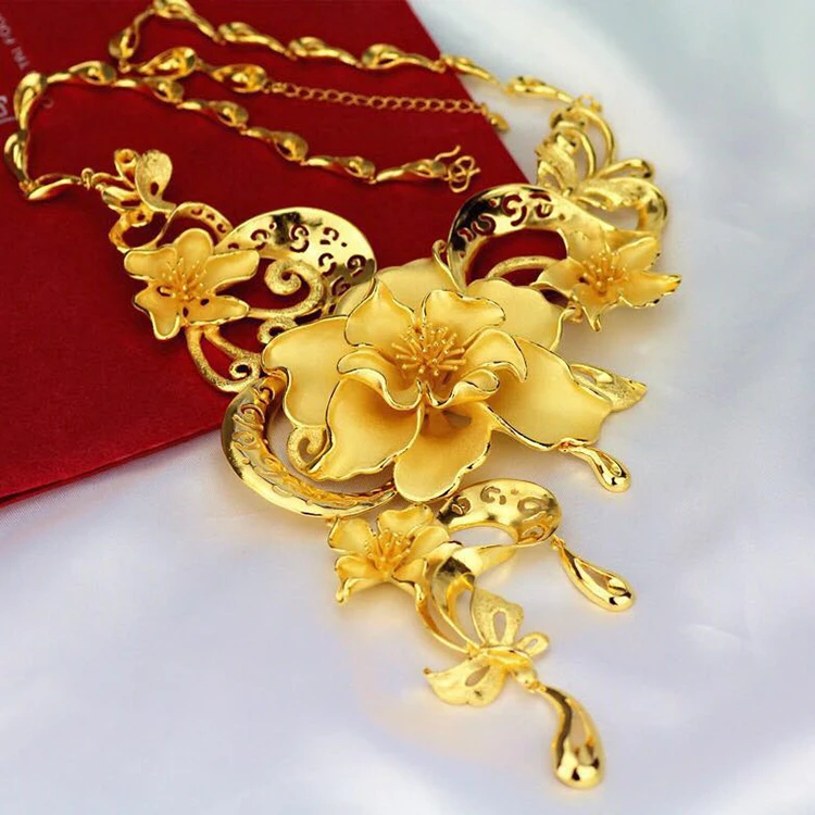 

Gold Plated Flower Blooming Wealth Necklacebridal Wedding Jewelry Female Models Domineering Flower Blooming Wealth Series