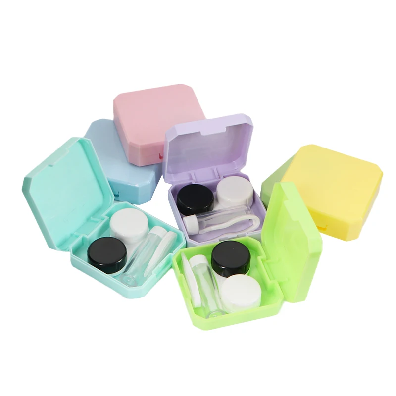 

ABS Cute Plastic Boxes Contact Lens Packaging Eye Contact Lense Display Case Colored Contact Lenses Boxes, Green,red,white, blue or custom
