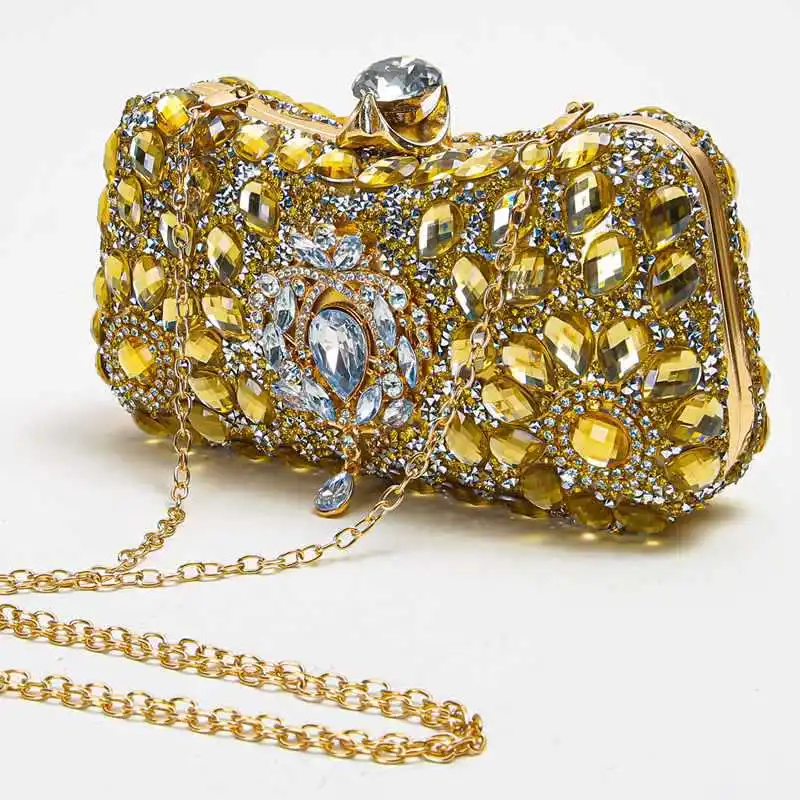 

Luxury women evening handbags chain shoulder bag satin diamond-studded banquet party portable dinner bags rhinestone bag clutch