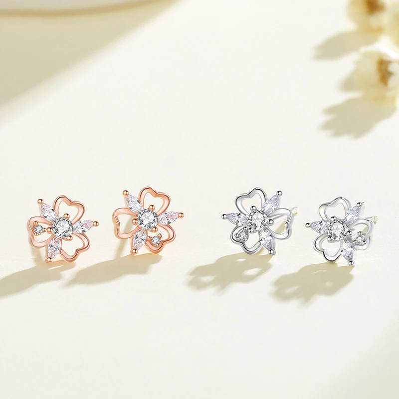 

New Cheap Multi 2023 Styles Sterling silver 925 Flower stud earrings for women