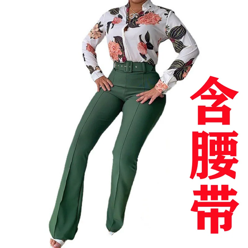 

Spring 2022 Long Sleeve 2 Piece Sets Womens Clothing Two Fashion Pants Set Women Pant Shirt Design, Customized colors