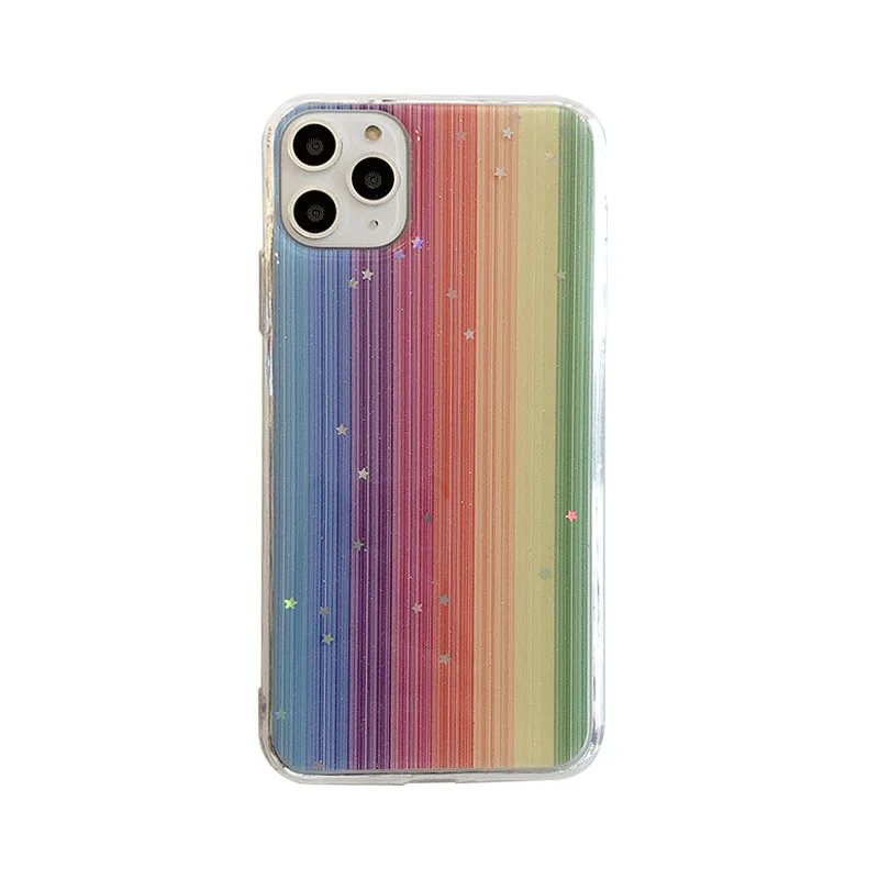 

Luxury Rainbow Phone case For iPhone 12 Pro case Gradient mobile phone bags for iPhone xr 7 8 plus 11 12 pro max, As pictures shows