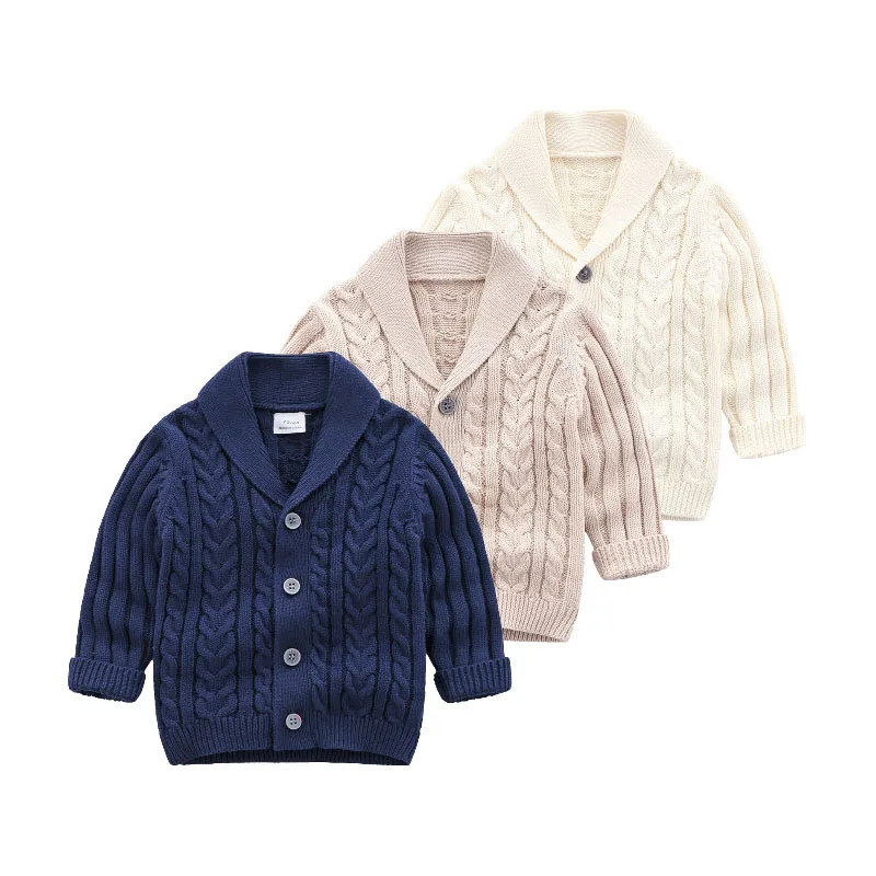 

Jacquard Comfy 100% Cotton Button Design Winter Cotton Cute Baby Kids Knitted Cardigan Boy Sweater, Picture