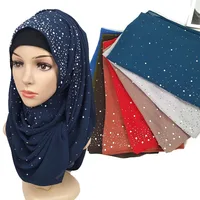 

Fashion Turkish Muslim Hijab Women Plain Scarves Solid Color Beaded Fashion Arab Black Hijab