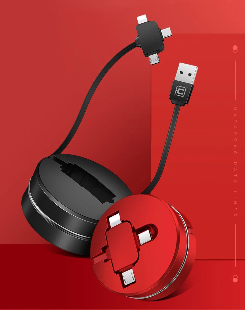 

Free Shipping Cafele USB Data Cable For iPhone 3 in 1 Stretched Micro USB Type C Charging Cable for Samsung for Huawei Cable