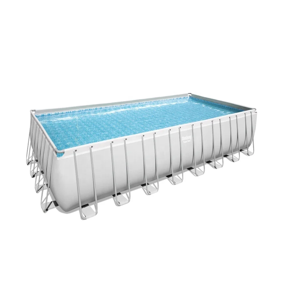 

Bestway 56623 Large Rectangular Steel Frame Swimming Pool Set With Sand Filter Pump & Cover &Safety Ladder