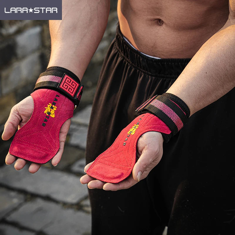 LS0773 Powerlifting Leather Palm Guard Anti-Slip Custom Logo Dragon Year Series Leather Palm Protectors