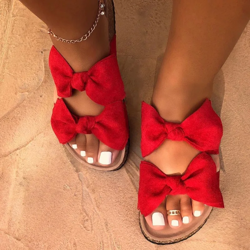 

Wholesale Summer Women's Sandals Butterfly-knot Outside Slippers Leopard Print Slip-on Women Fashion Sandals, Picture