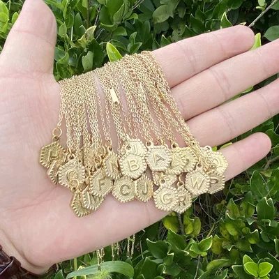 

Wholesale Gold Plated Initial Pendant Alphabet Letter Necklace Charm English Letters Stainless Steel Necklace For Women