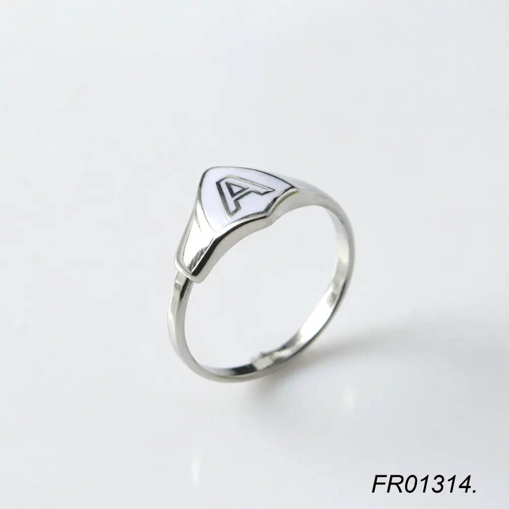 

14 Original Design 26 Letters Initial Rings Stainless Steel Enamel  Finger Ring