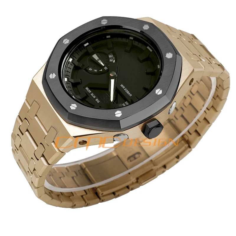 ON SALE GA2100 Metal Case with Crown Stainless Steel Strap for G Shock  GA-2100 GA2110 AP Oak Bezel Modification Replacement