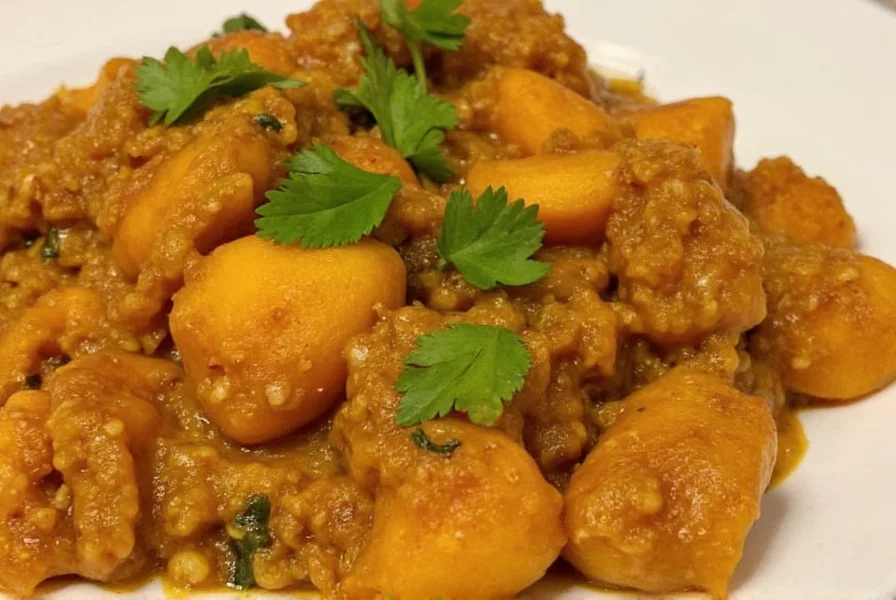Fresh curry ingredients including whole spices, garlic, ginger, and coconut milk