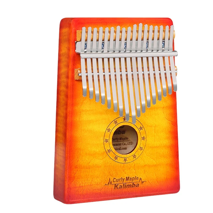 

17 Keys Solid Curly maple wood Body Thumb Piano Kalimba Musical Instrument, Sunrise